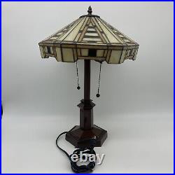 Pair Of Slag Glass Table Lamp Double Socket