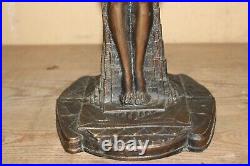 Pair Vintage Art Deco 1930's Frankart Nude Lady Table Lamps Slag Glass Panels