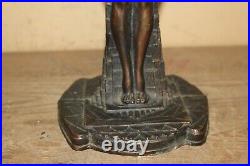 Pair Vintage Art Deco 1930's Frankart Nude Lady Table Lamps Slag Glass Panels