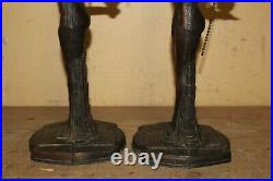 Pair Vintage Art Deco 1930's Frankart Nude Lady Table Lamps Slag Glass Panels