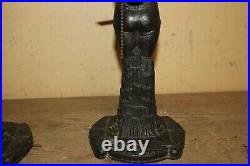 Pair Vintage Art Deco 1930's Frankart Nude Lady Table Lamps Slag Glass Panels
