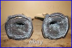 Pair Vintage Art Deco 1930's Frankart Nude Lady Table Lamps Slag Glass Panels