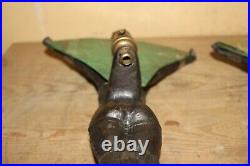 Pair Vintage Art Deco 1930's Frankart Nude Lady Table Lamps Slag Glass Panels