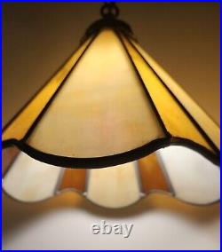 Pair Vintage Ceiling Lamp Slag Glass Carmel Ceiling Fixtures 11.5 Swag Pendants