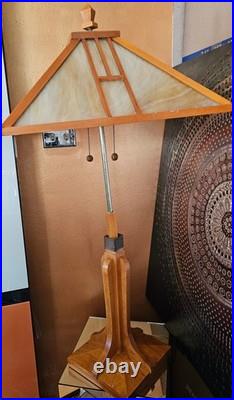 Pair Vintage Dale Tiffany Beautiful Wood Floor & Table Stained/Slag Glass Lamps Pair Vintage Dale Tiffany Beautiful Wood Floor & Table Stained/Slag Glass Lamps