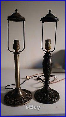 Pair of Highly Decorated Victorian age Slag Glass Lamp Bases