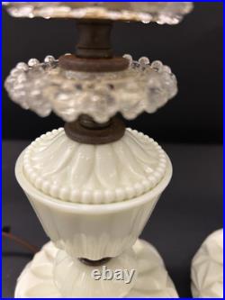 Pair of Vintage Akro Agate Uranium Slag Glass Houzex, House Table Lamps 10 Tall Pair of Vintage Akro Agate Uranium Slag Glass Houzex, House Table Lamps 10 Tall