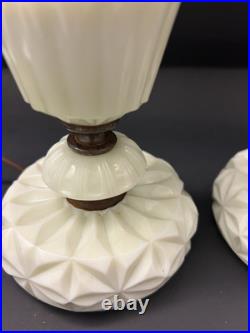 Pair of Vintage Akro Agate Uranium Slag Glass Houzex, House Table Lamps 10 Tall Pair of Vintage Akro Agate Uranium Slag Glass Houzex, House Table Lamps 10 Tall