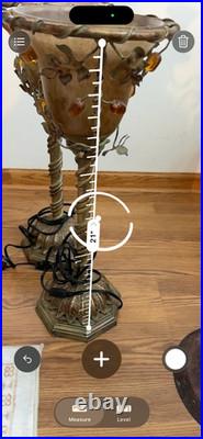 Pair of Vintage Hollywood Regency Amber Slag Glass Torchiere Lamps