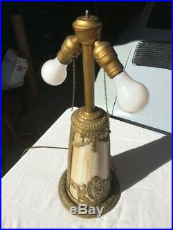 Pair of antique slag glass lamp