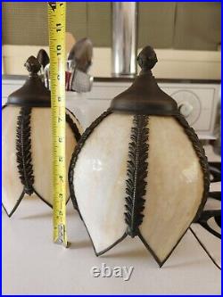 Pair of slag glass shades vintage