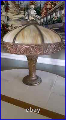 Parker Antique Arts Crafts Mission Slag Glass Bradley Hubbard Handel Era Lamp