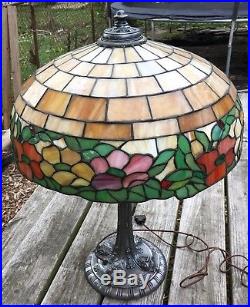 Peony Leaded Slag Glass Table Lamp #523 by Wilkinson, Tiffany