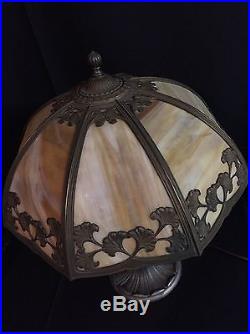 Pittsburgh Bradley & Hubbard Caramel Leaded Slag Glass Lamp Arts & Crafts