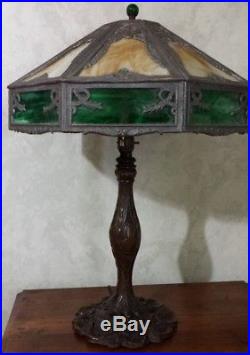 Poul Henningsen 16 Panel Emerald Green & Butterscotch Slag Glass Lamp Marked