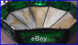 Poul Henningsen 16 Panel Emerald Green & Butterscotch Slag Glass Lamp Marked