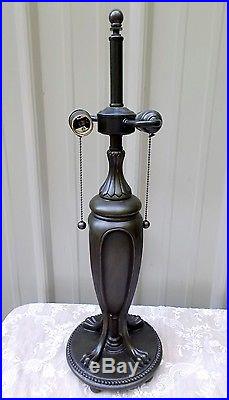 Quoizel Tiffany Style Footed Lamp Base For Stained Leaded Slag Glass Shade