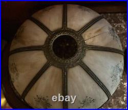 Quality Antique 8-Panel Large 21 In. Diameter Shade Slag Glass Table Lamp