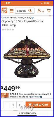 Quoizel 17.5 Tiffany Style Dragonfly Lamp Imperial Bronze Finish