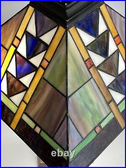 Quoizel 22 Stained Glass Art Deco Tiffany Style Table Lamp 2 Light Leaded Note