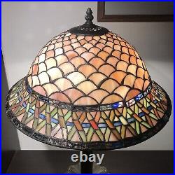 Quoizel 25 Stained Glass Tiffany Style Table Lamp 2 Light Pink Orange Mermaid