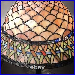 Quoizel 25 Stained Glass Tiffany Style Table Lamp 2 Light Pink Orange Mermaid