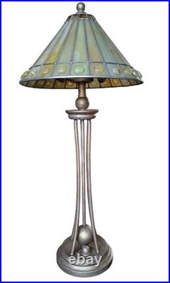 Quoizel TF6697C1 Tiffany Style Iridescent Slag Art Glass Lamp 27 Green Amber