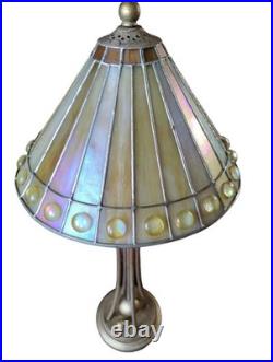 Quoizel TF6697C1 Tiffany Style Iridescent Slag Art Glass Lamp 27 Green Amber