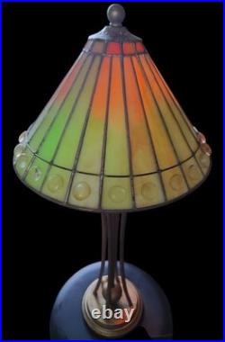 Quoizel TF6697C1 Tiffany Style Iridescent Slag Art Glass Lamp 27 Green Amber