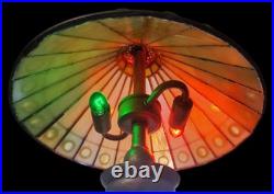 Quoizel TF6697C1 Tiffany Style Iridescent Slag Art Glass Lamp 27 Green Amber