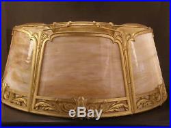 RARE 1900 Art Nouveau Torchiere 6 Curved Bent Panel Slag Glass Light Lamp Shade