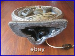 RARE 1930s/40s Native American on Horse Silhouette Lamp Ceramic & Slag Glass