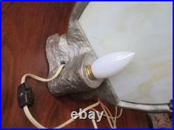 RARE 1930s/40s Native American on Horse Silhouette Lamp Ceramic & Slag Glass