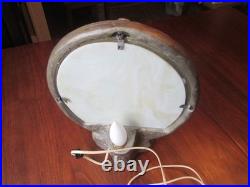 RARE 1930s/40s Native American on Horse Silhouette Lamp Ceramic & Slag Glass