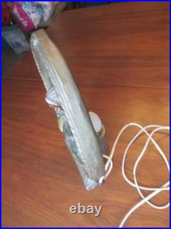 RARE 1930s/40s Native American on Horse Silhouette Lamp Ceramic & Slag Glass