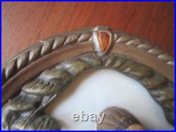 RARE 1930s/40s Native American on Horse Silhouette Lamp Ceramic & Slag Glass