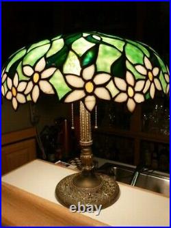 RARE ANTIQUE OLD LEADED SLAG STAINED GLASS HANDEL TIFFANY STYLE LAMP c. 1905