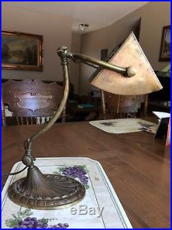 RARE! Antique Miller Co. Bankers Student Desk Lamp withDeco Green Slag Glass Shade