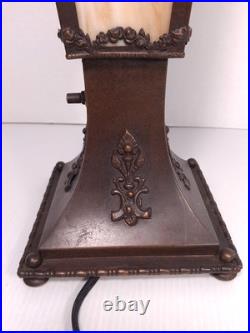 RARE Antique Slag Glass Lamp RMS Lusitania Or Titanic Panel Nautical 1910s S&G RARE Antique Slag Glass Lamp RMS Lusitania Or Titanic Panel Nautical 1910s S&G
