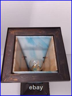 RARE Antique Slag Glass Lamp RMS Lusitania Or Titanic Panel Nautical 1910s S&G