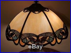 RARE Charles Parker Leaded Slag Stained Glass Table Lamp Handel Tiffany Era
