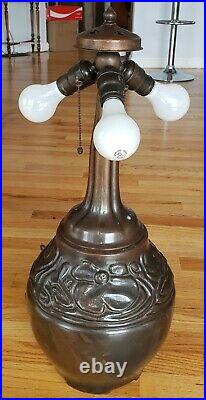 RARE LARGE Handel Leaded Slag Stained Glass Arts & Crafts Poppy Form Lamp Base