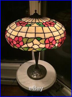 RARE Lamb Brothers Co. Chicago, Slag Stain Glass Table Lamp