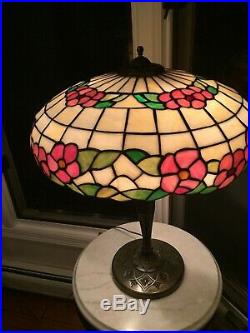RARE Lamb Brothers Co. Chicago, Slag Stain Glass Table Lamp