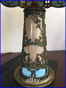 RARE NWAS BRONZE Slag Glass Lighthouse Lamp Arts Crafts Art Nouveau Tiffany ERA