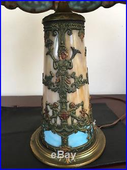 RARE NWAS BRONZE Slag Glass Lighthouse Lamp Arts Crafts Art Nouveau Tiffany ERA