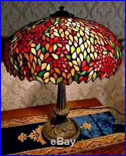 RARE Unique Art Glass Co. Leaded lamp Handel Tiffany Arts Crafts slag era