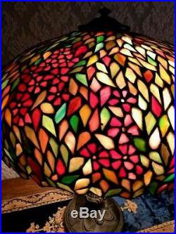 RARE Unique Art Glass Co. Leaded lamp Handel Tiffany Arts Crafts slag era