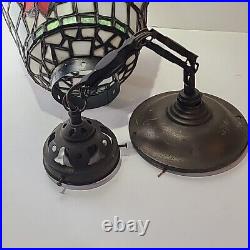 RARE Vintage Chunk Gem Slag Glass Holiday House Ceiling Light Shade Globe