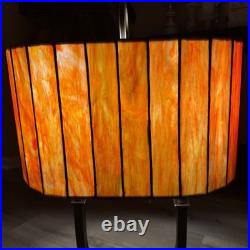 RARE. Vtg Oval Slag Glass Table Lamp Tiffany Style Amber Art Deco Accent Lamp RARE. Vtg Oval Slag Glass Table Lamp Tiffany Style Amber Art Deco Accent Lamp